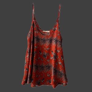 Lush Floral Red Women's Spaghetti Strap Top